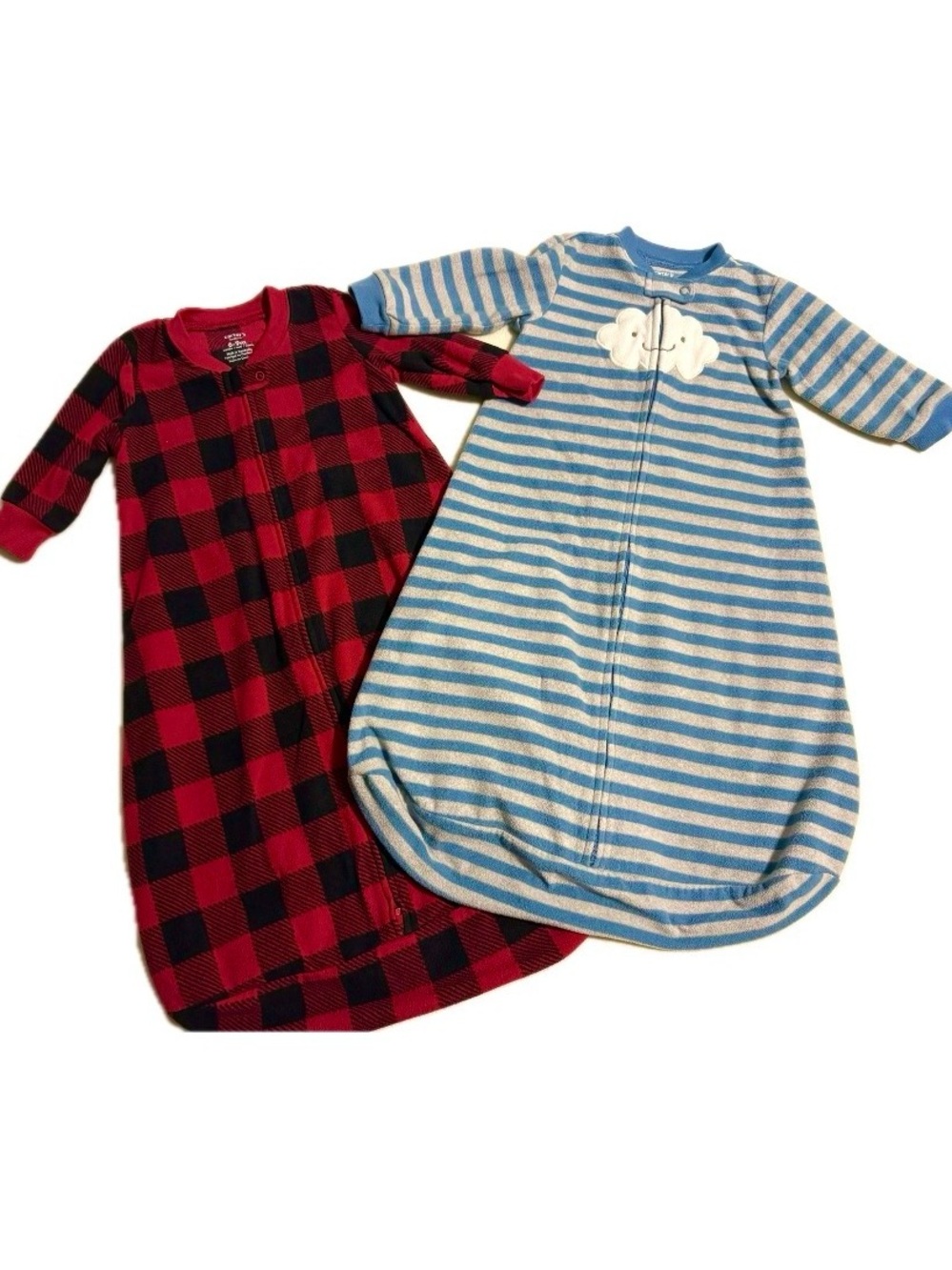 Carter's Soft Fleece Sleep Sacks Bundle (2) - Size 6M (Medium) Plaid Stripes